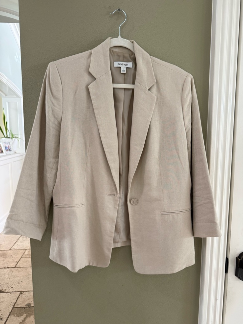 Nine West Light Beige Single-Button Blazer